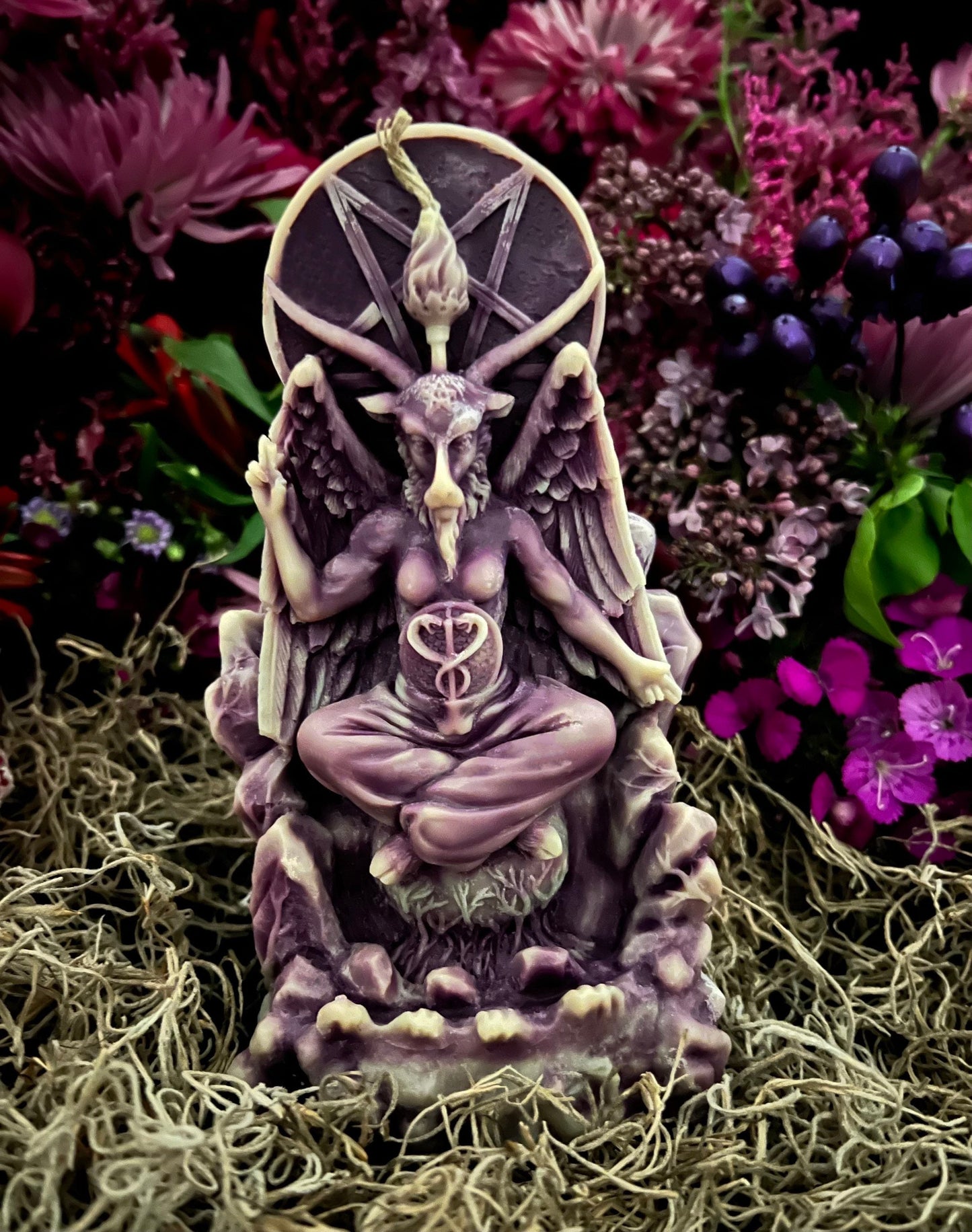 Baphomet Marbled Candle + Purple + Knights Templar + Ordo Templi Orientis + As Above, So Below