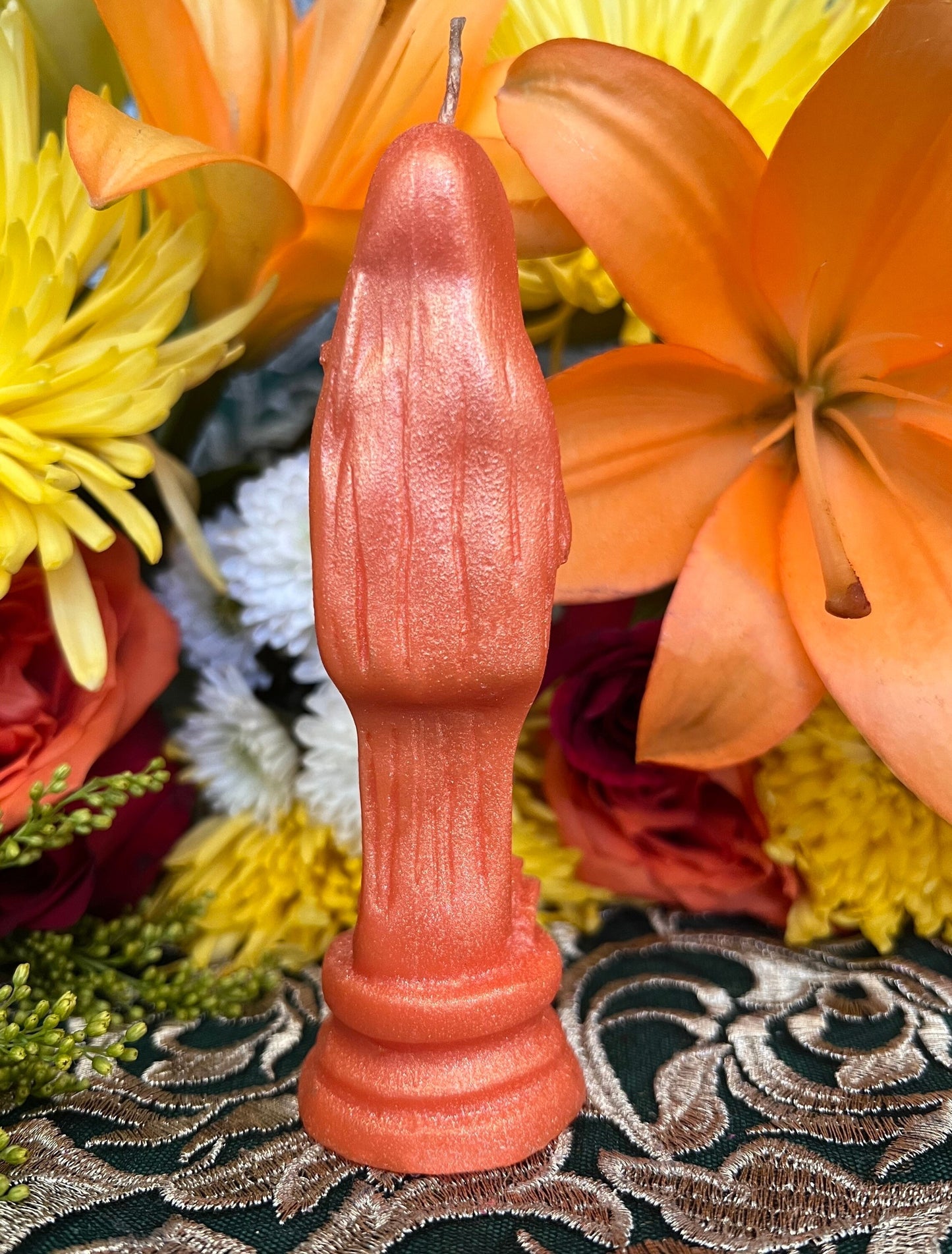 Santa Muerte Naranja Figure Candle + Orange + Domination + Abre Camino + Road Opening