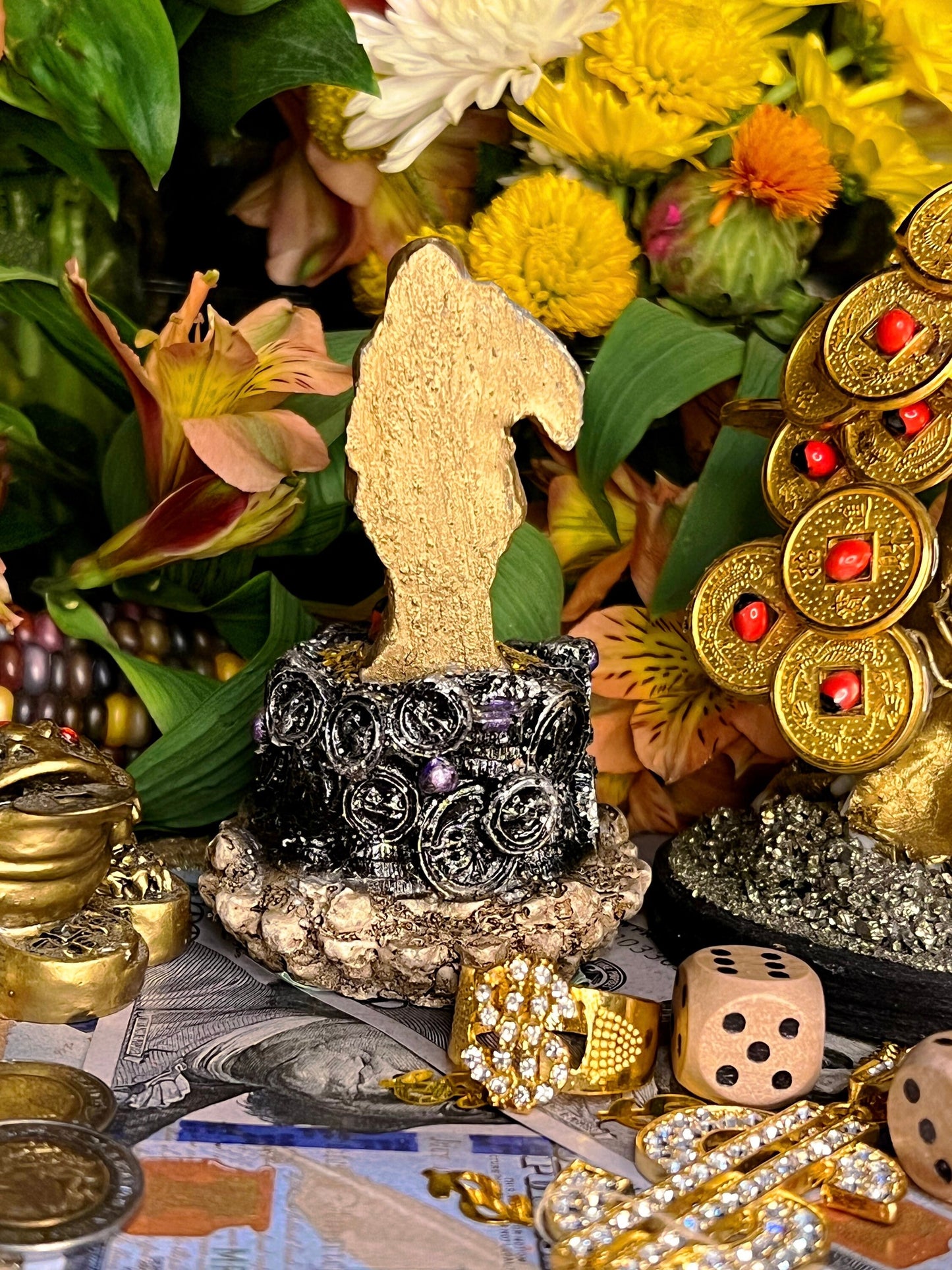 Santa Muerte Statuette Dorada / Oro + Gold + Prosperity + Baptized + Blessed + Fixed + Made in Mexico