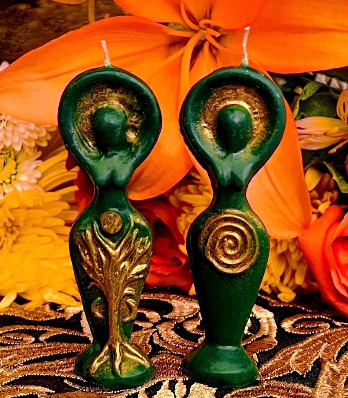 Pair of Goddess Candles + Witch + Wicca