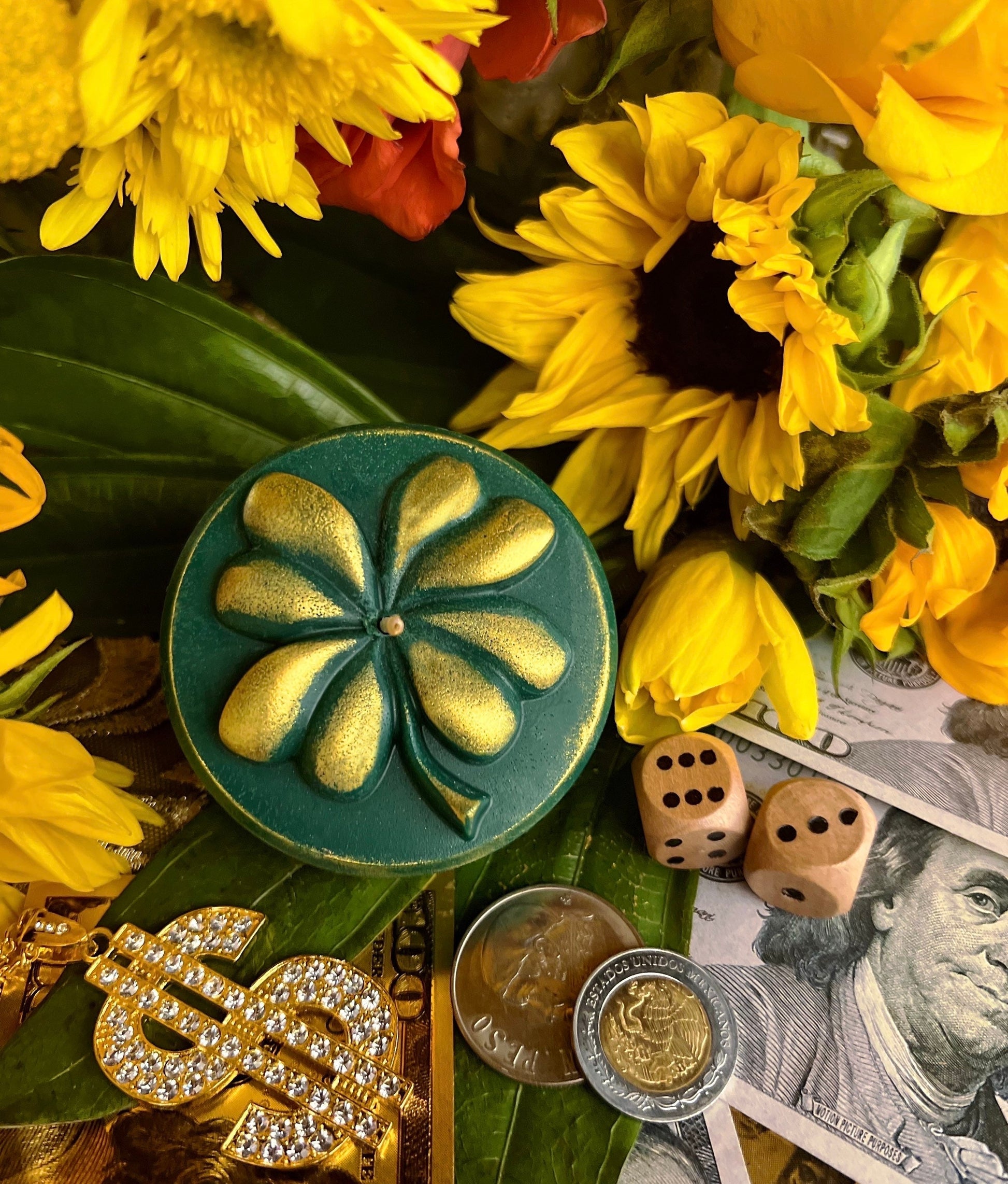 Shamrock Candle + Luck + Money + Four Leaf Clover