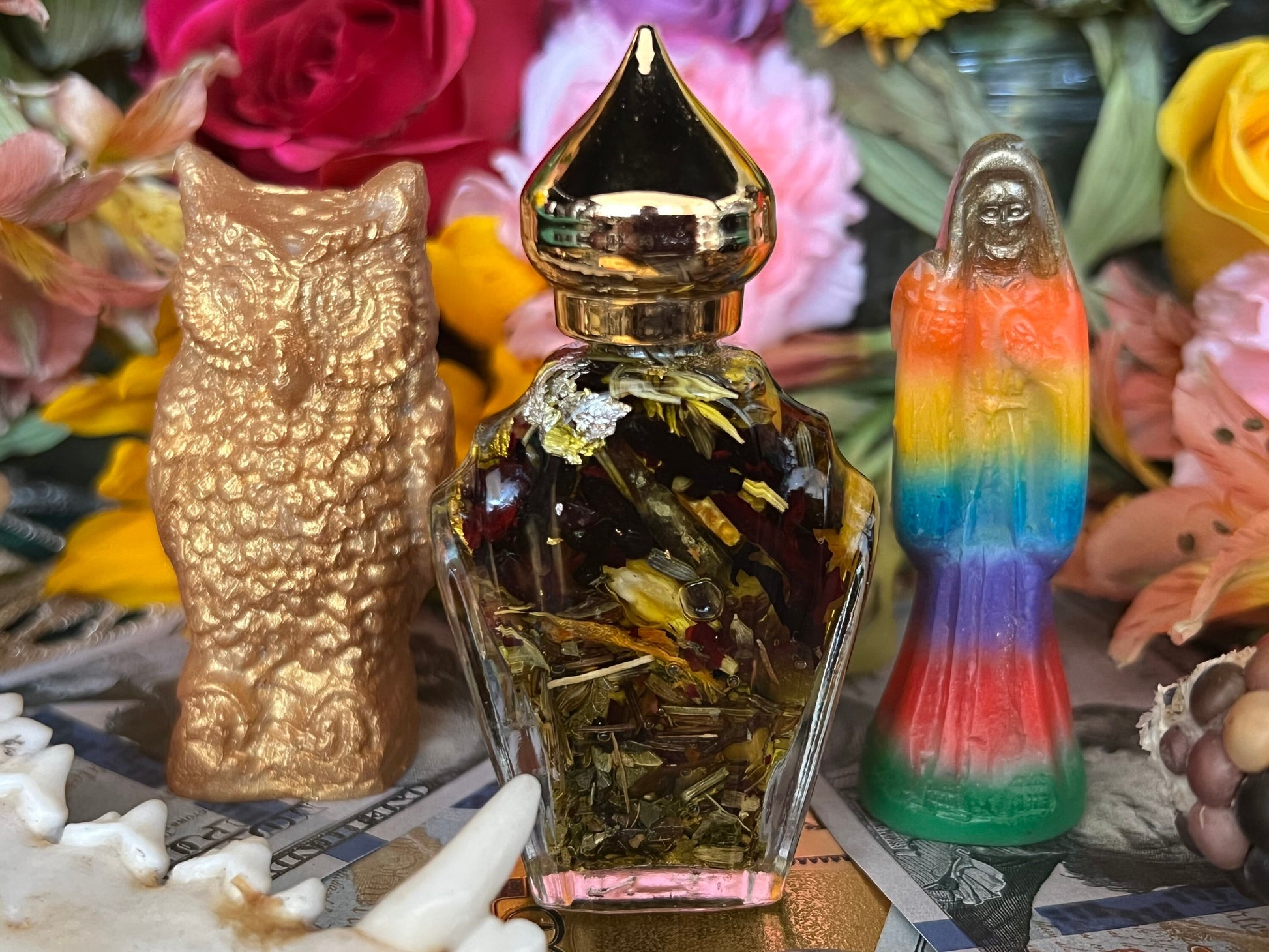 Santa Muerte Siete Colores Oil + All-Purpose + Love + Luck + Money + Siete Potencias