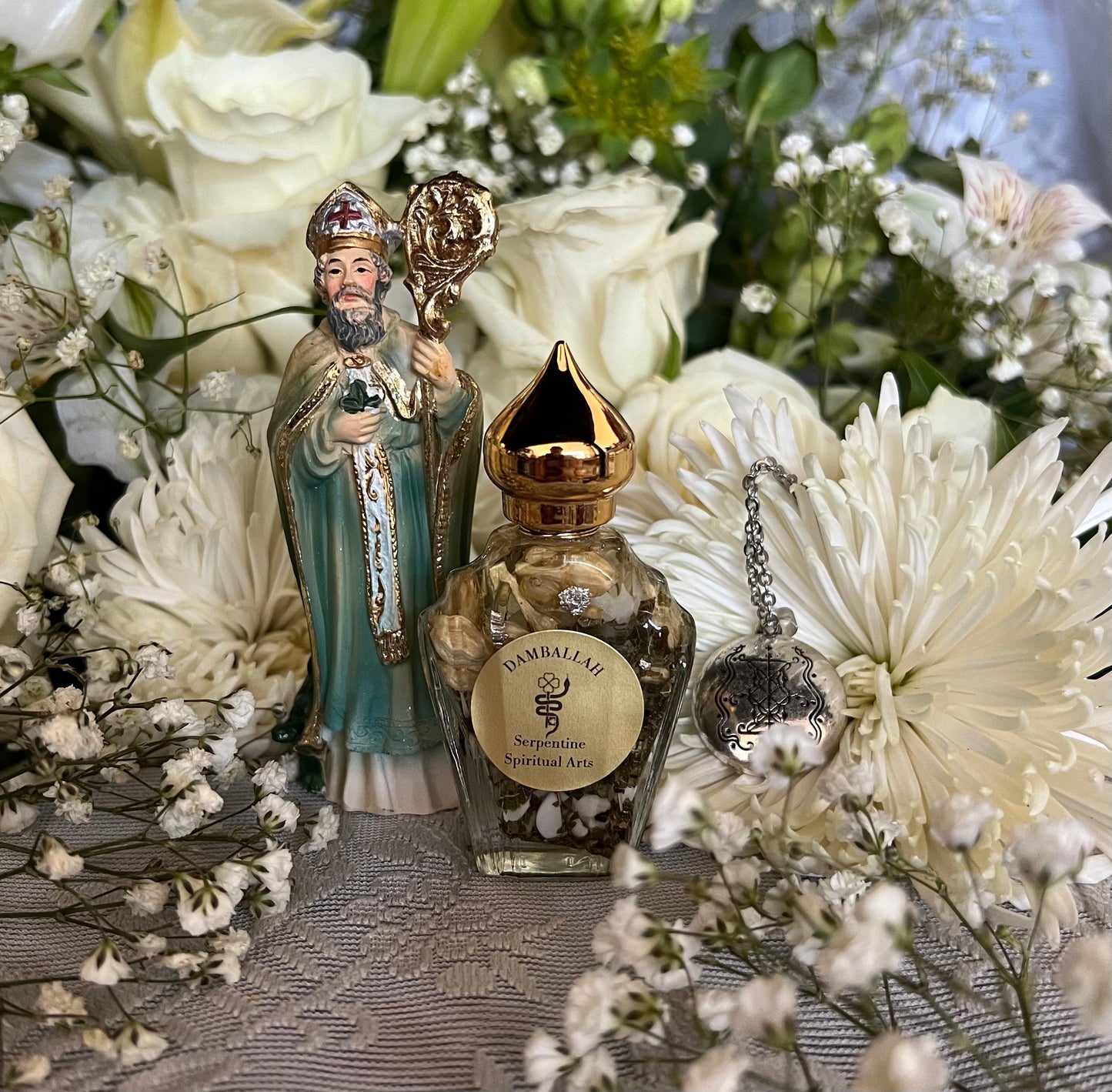 Damballah Oil + Danbala + Prosperity + Healing + Purity + Wealth + Fertility + Peace + Wisdom + Protection + Clear Obstacle + Transformation