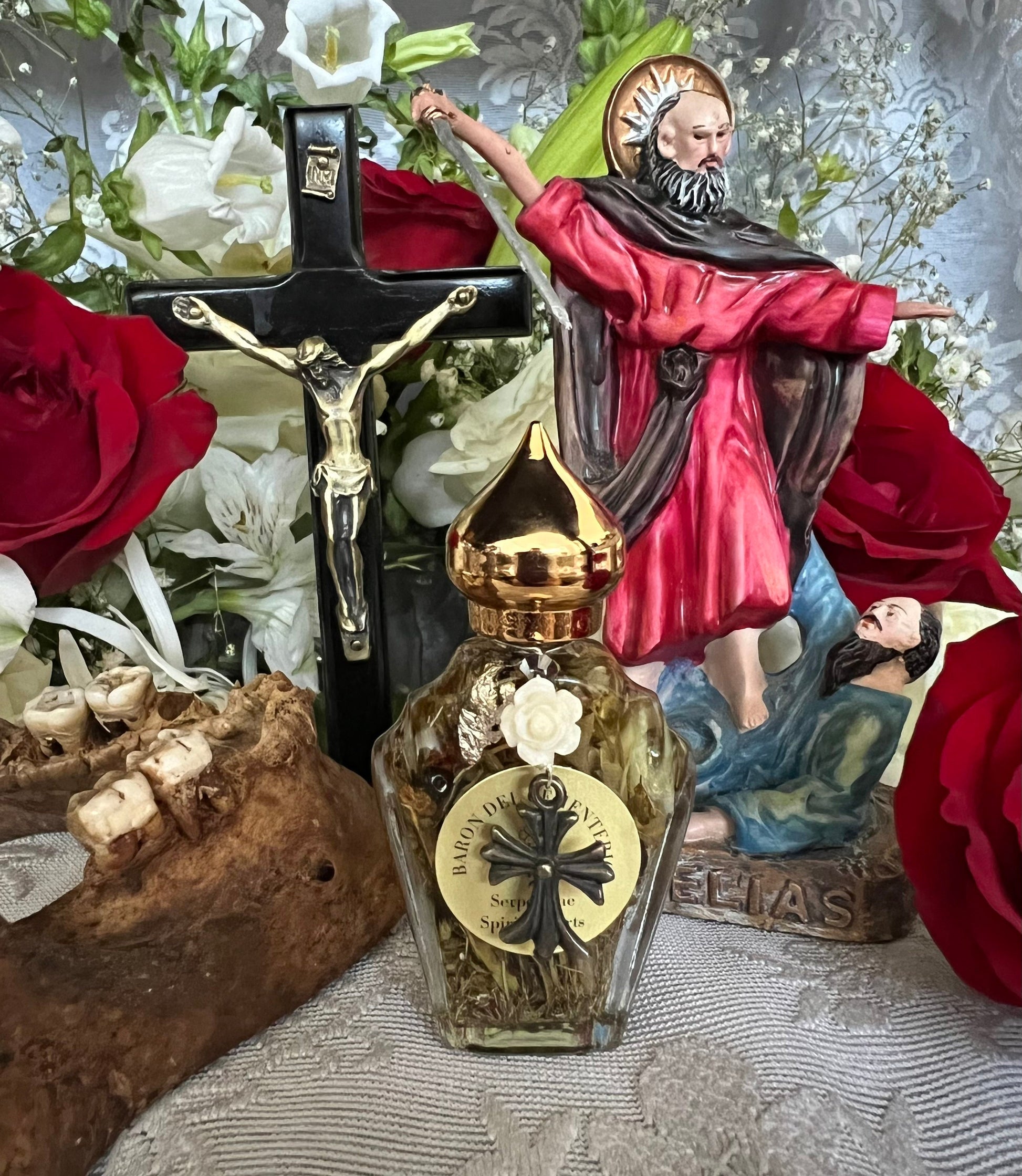 Baron del Cementerio Oil + Baron of the Cemetery + San Elias + Saint Elijah + Cleansing + Healing + Reversing + Sterling Silver