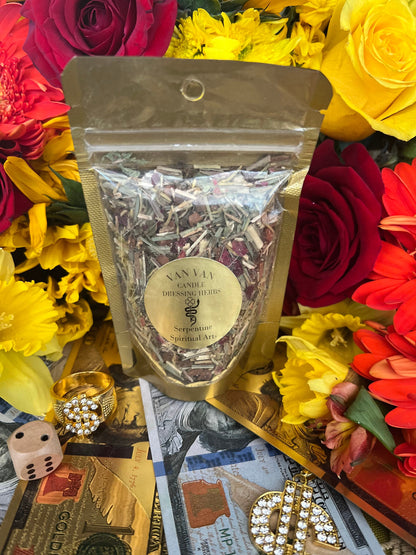Van Van Candle Dressing Herbs + Luck + Money + Love + Mercury Retrigrade + Blessed