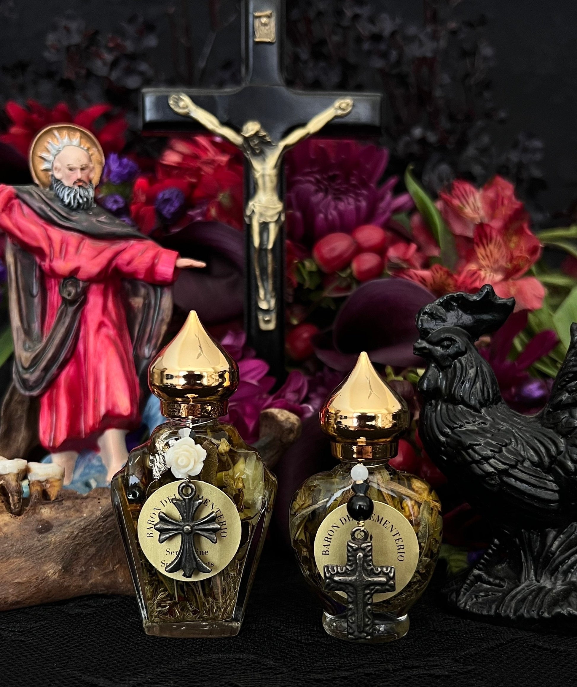 Baron del Cementerio Oil + Baron of the Cemetery + San Elias + Saint Elijah + Cleansing + Healing + Reversing + Sterling Silver