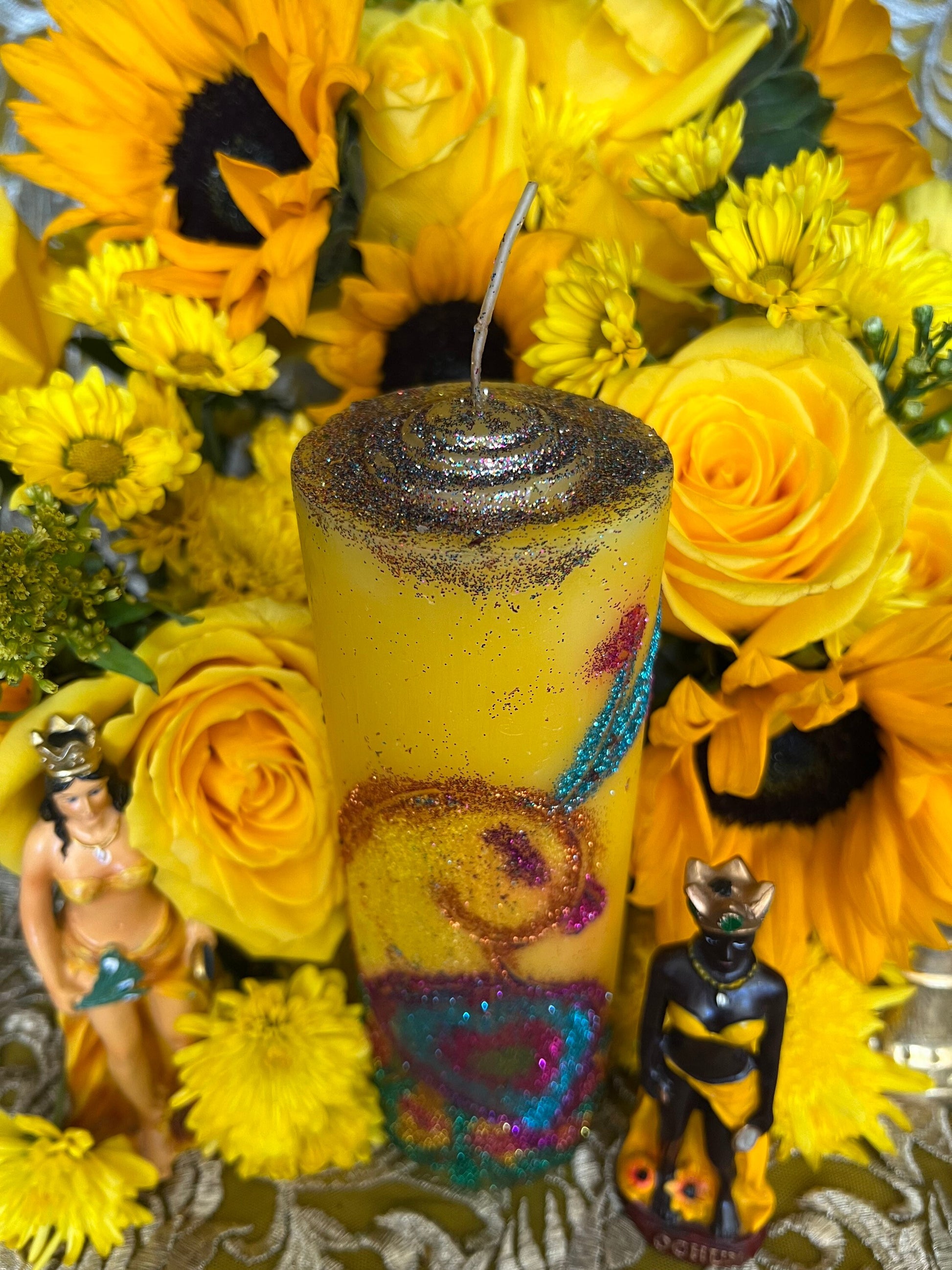 Oshun Hand-Carved Candle + 24K Gold + Ochun + Orisha + Santeria + Ifa + Yoruba + Lukumi + Santerismo