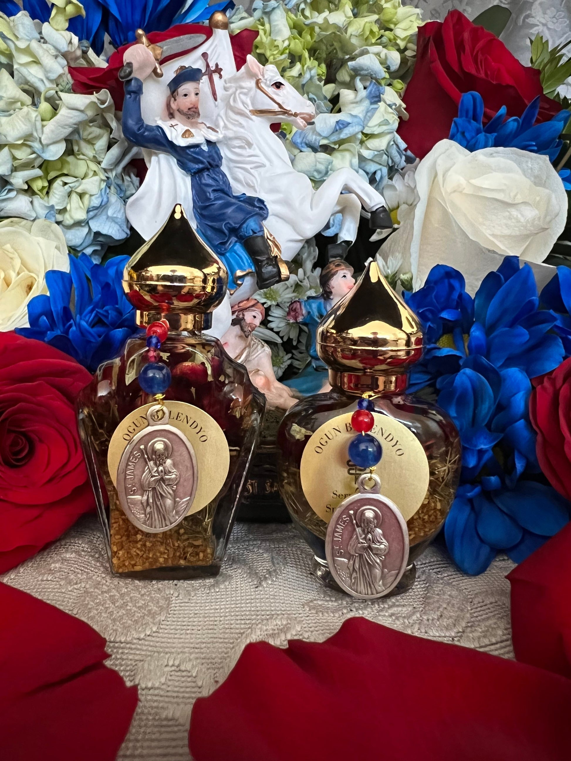 Ogou Balendyo Oil + Saint James + Protection + Healing + Law Keep Away + Wisdom + Medal Blessed by Pope + Ogun Balendjo + San Santiago