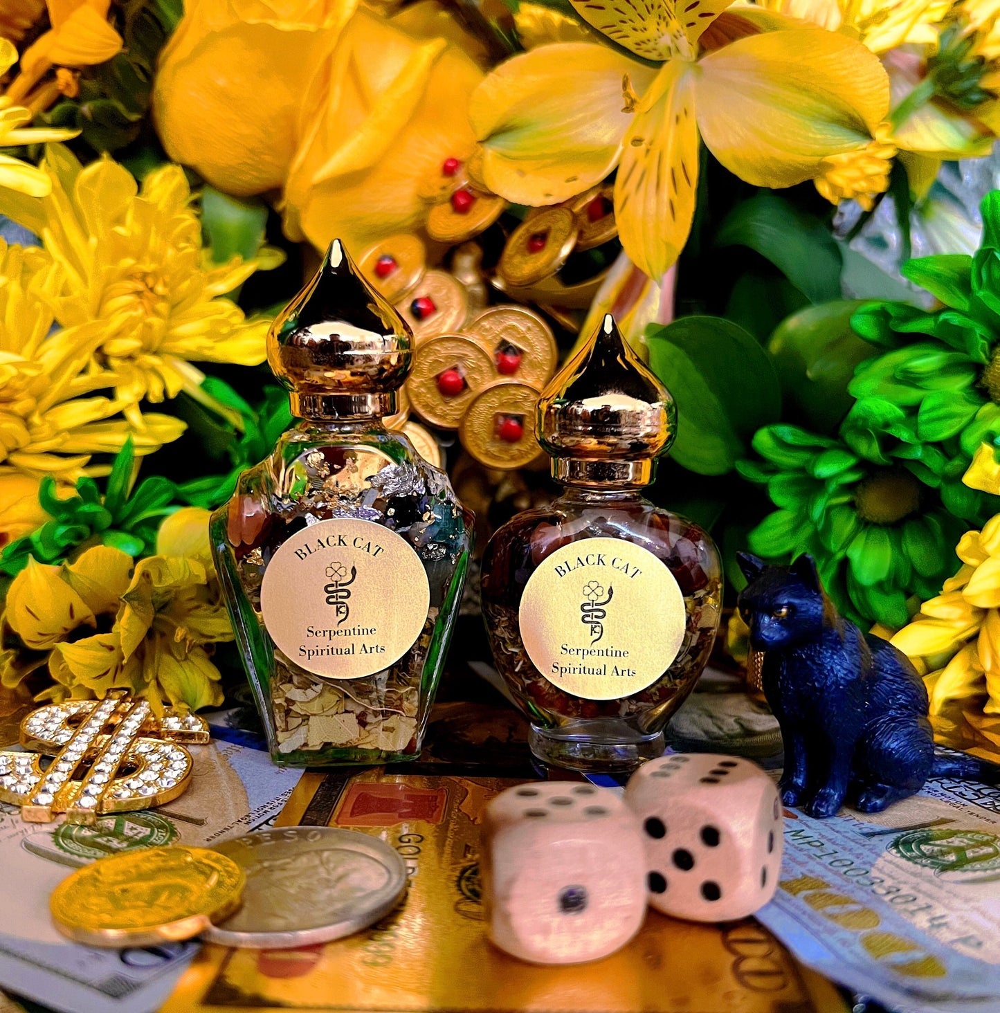 Black Cat Oil + Luck + Return Lost Love + Invisibility + Avoid Danger + Gato Negro