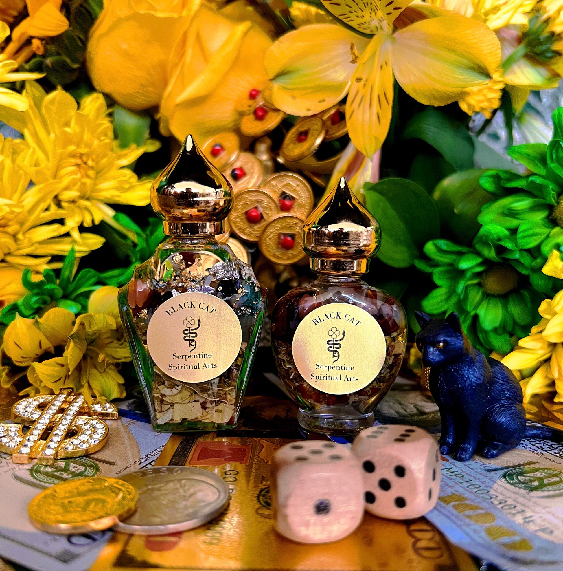 Black Cat Oil + Luck + Return Lost Love + Invisibility + Avoid Danger + Gato Negro