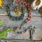 Santa Muerte Abre Camino Rosary + Road Opener + Orange Agate + Blessed + Sterling Silver Plated Chain + Rosario + Gemstone