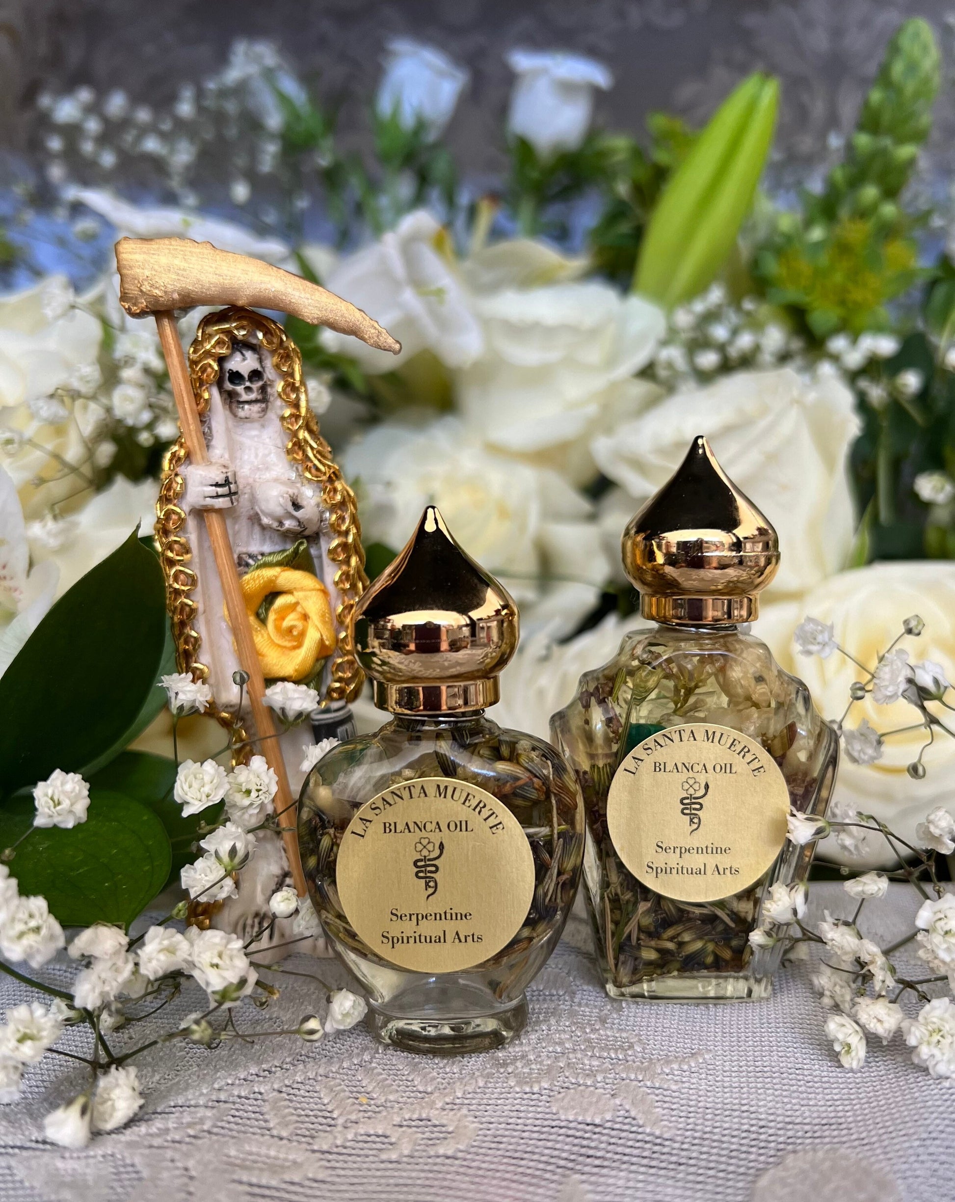 Santa Muerte Blanca Oil + Cleansing + Healing + Psychic