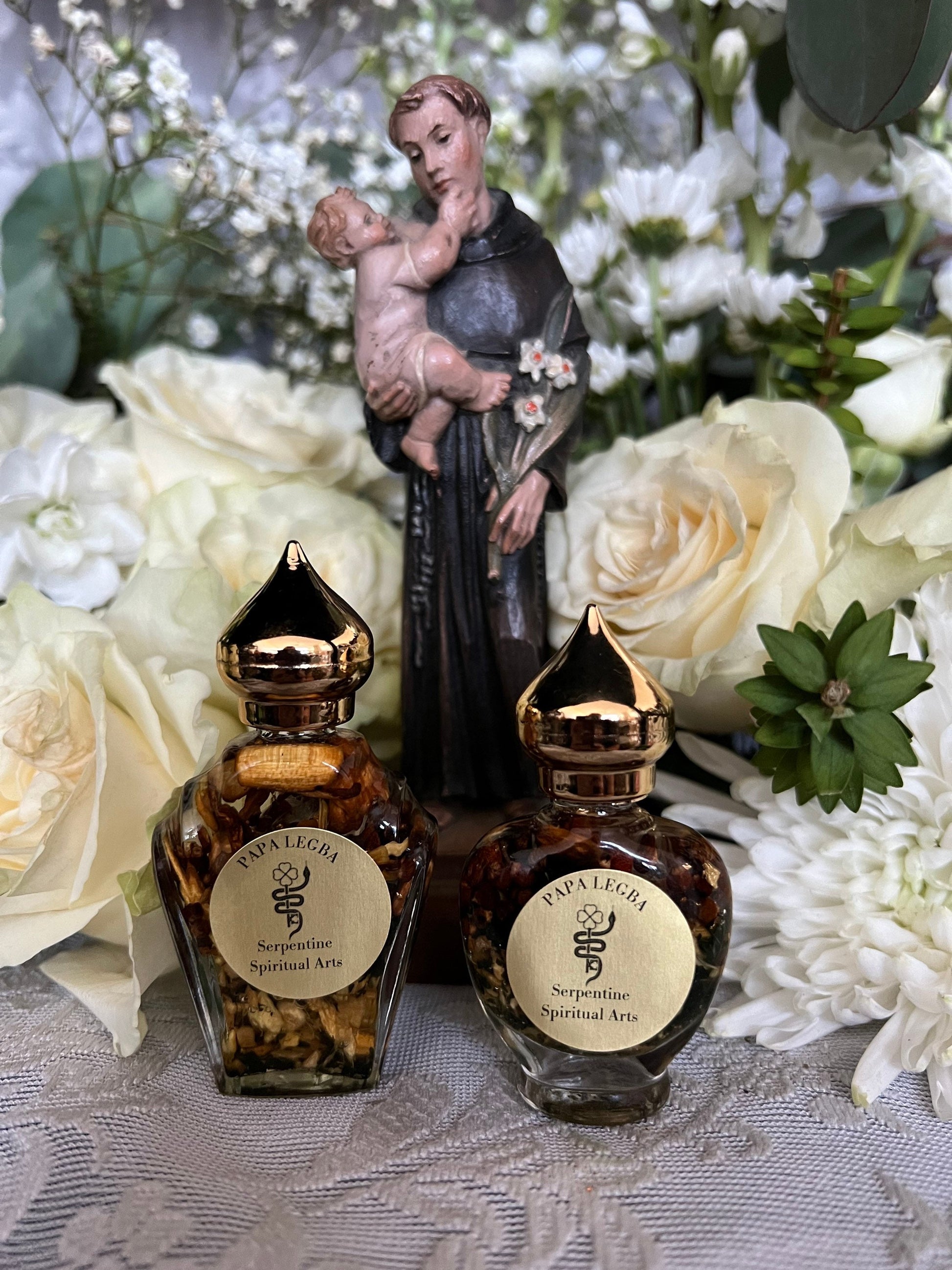 Papa Legba Oil + Open Roads + Protection + Cleansing + Saint Anthony + Medal on Large Bottle Blessed by Pope