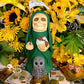 Santa Muerte Verde Statue + Green + Mictecacihuatl + Mictlantecihuatl + Traditionally Crafted from Mexican Clay + 1 of Kind + Made in Mexico