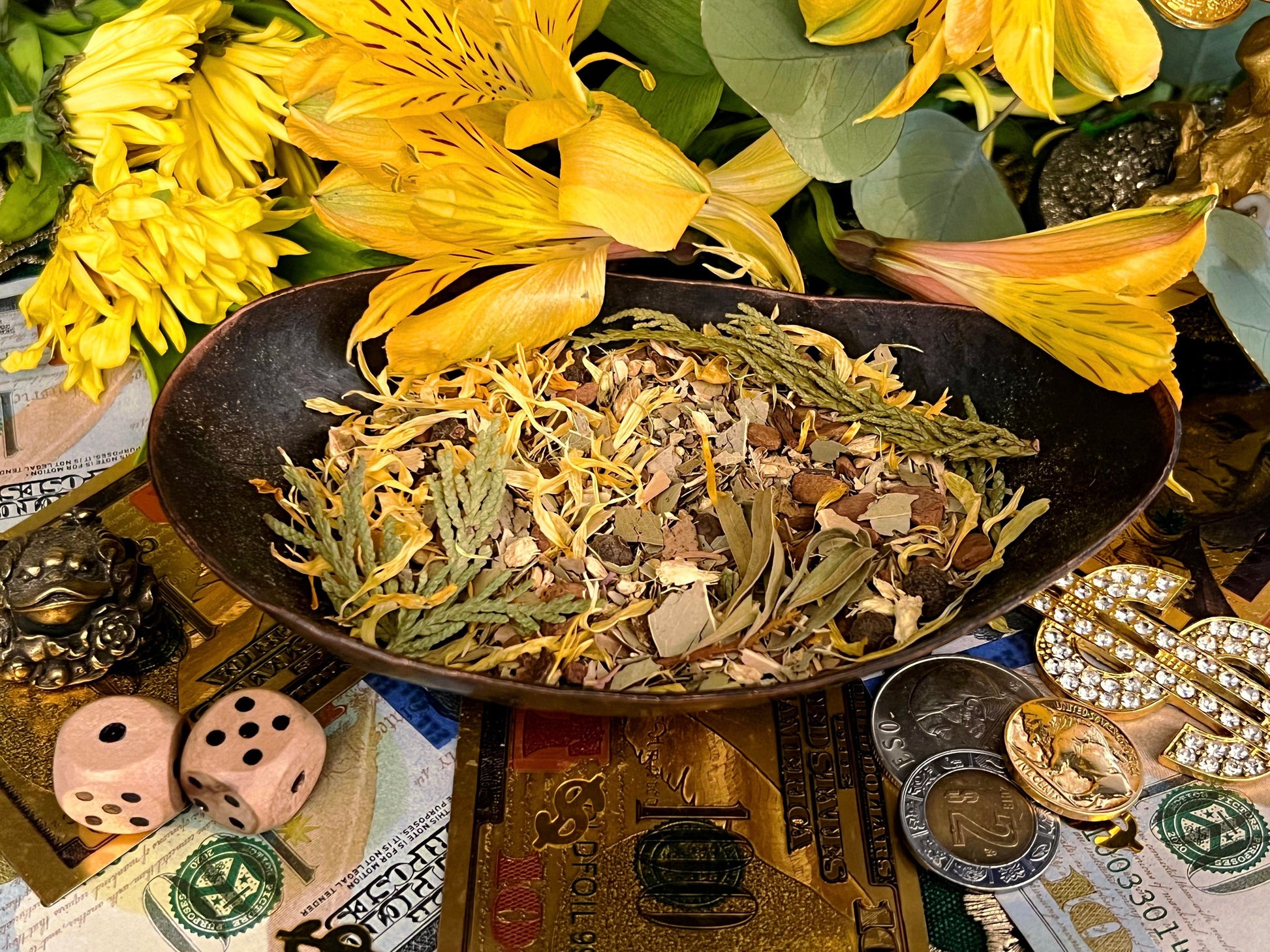 Money Drawing Herbs + Prosperity + Abundance + Jala Dinero + Blessed