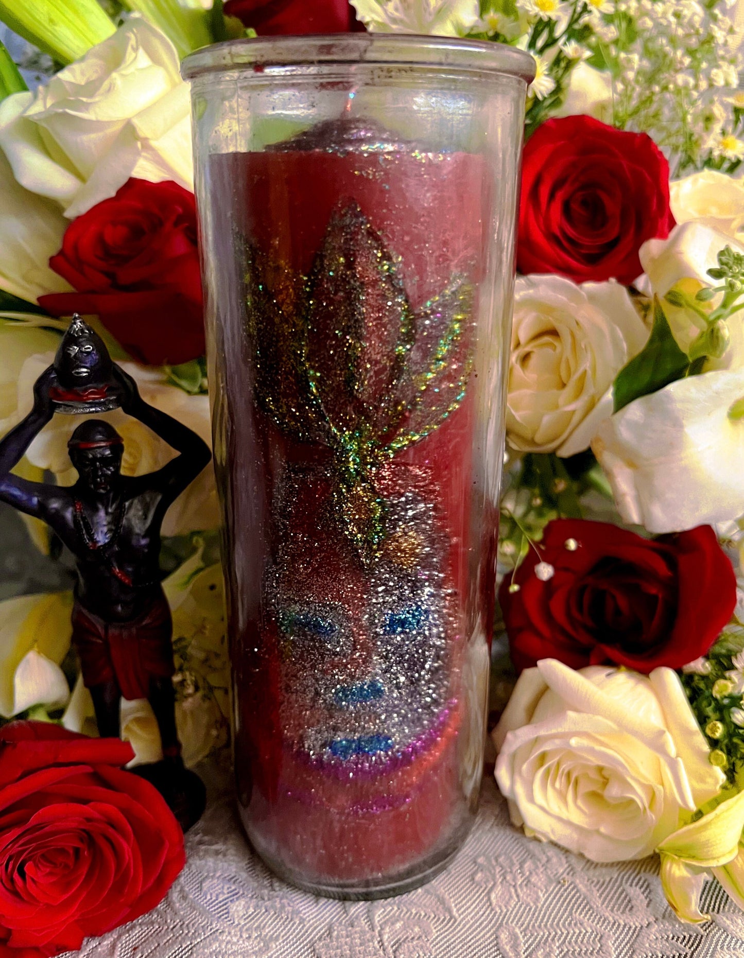 Elegua Hand-Carved Candle + Abre Camino + Open Roads + Fixed + Santeria + Regla de Ocha