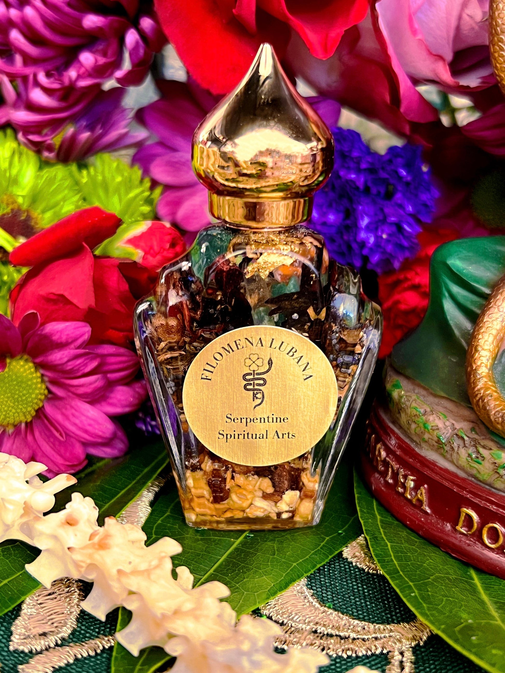 Filomena Lubana Oil + Santa Marta la Dominadora + Domination + Bring Back Tame Man + Truth Revealed + 24K Gold + Saint Martha the Dominator