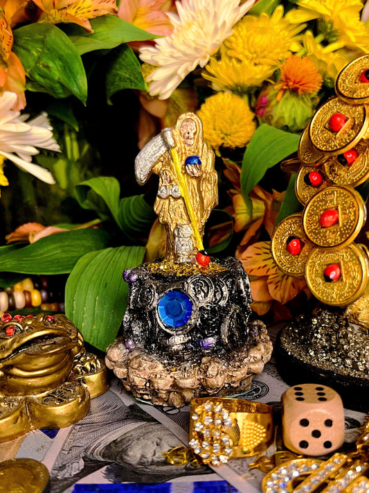 Santa Muerte Statuette Dorada / Oro + Gold + Prosperity + Baptized + Blessed + Fixed + Made in Mexico