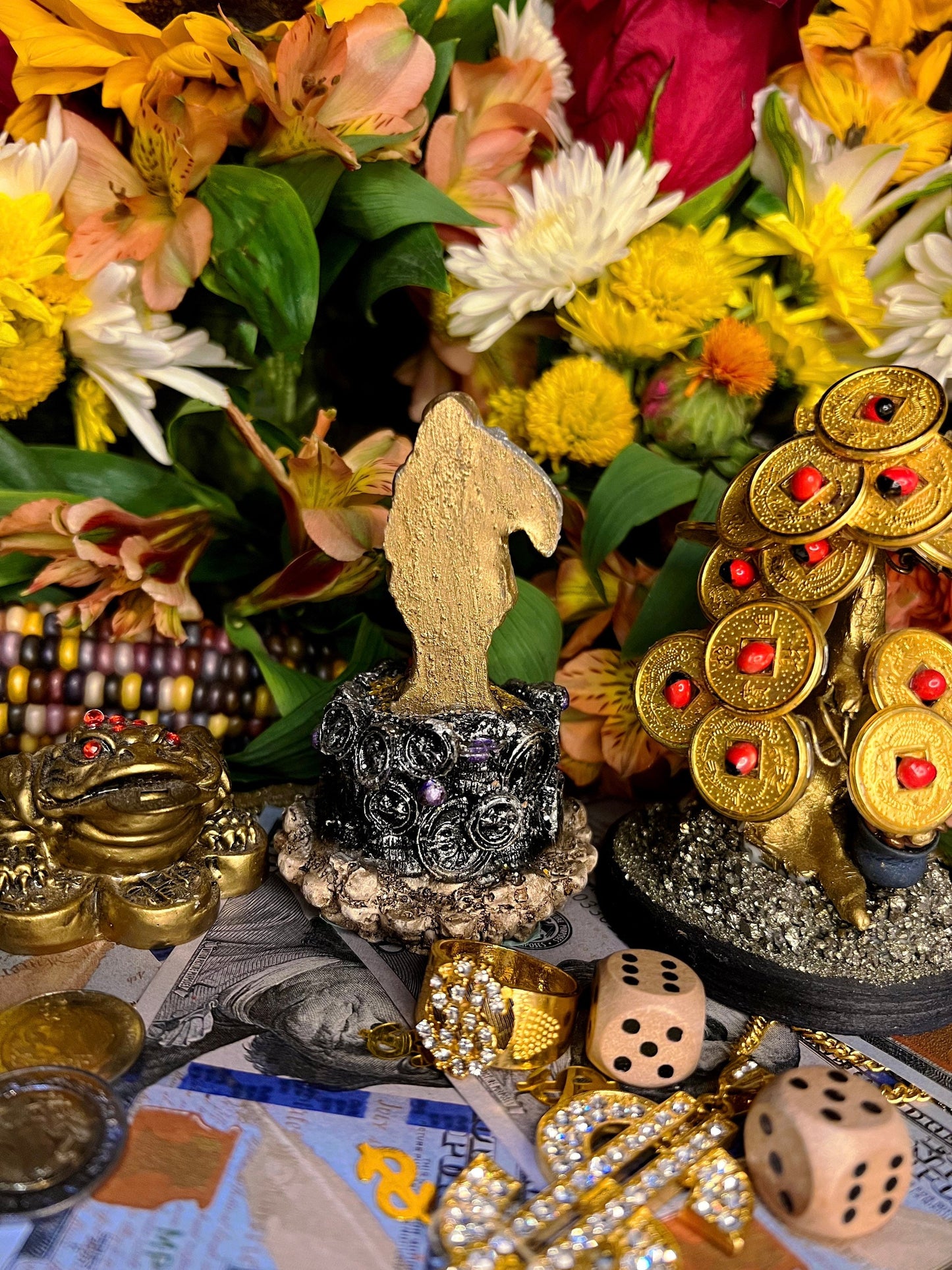 Santa Muerte Statuette Dorada / Oro + Gold + Prosperity + Baptized + Blessed + Fixed + Made in Mexico