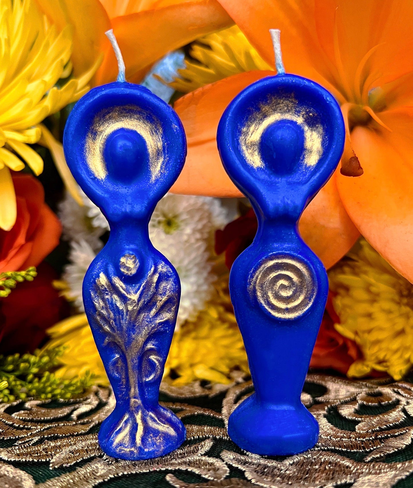 Pair of Goddess Candles + Witch + Wicca