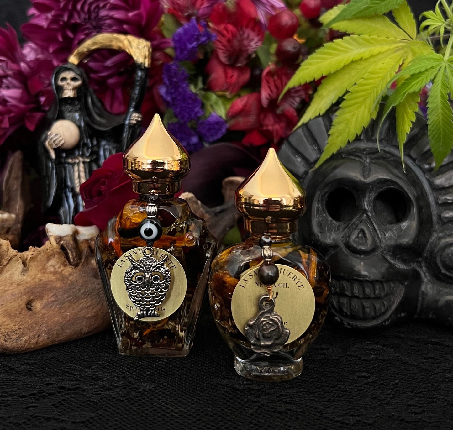 Santa Muerte Negra Oil + Protection + Reverse Attacks + Hex + Necromancy + Remove Obstacles + Break Curses + Overcome Enemies + Destroy Evil