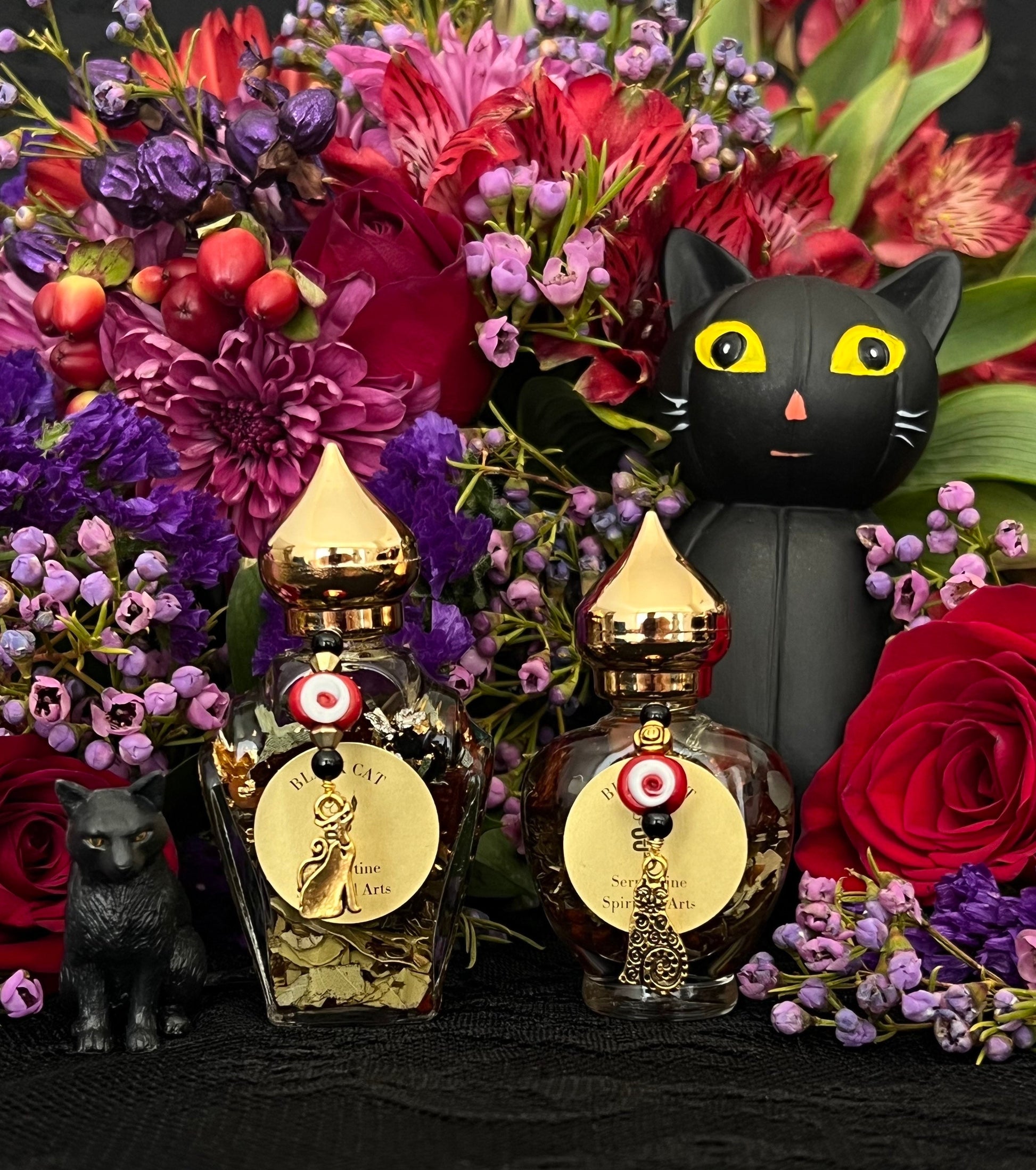 Black Cat Oil + Luck + Return Lost Love + Invisibility + Avoid Danger + Gato Negro
