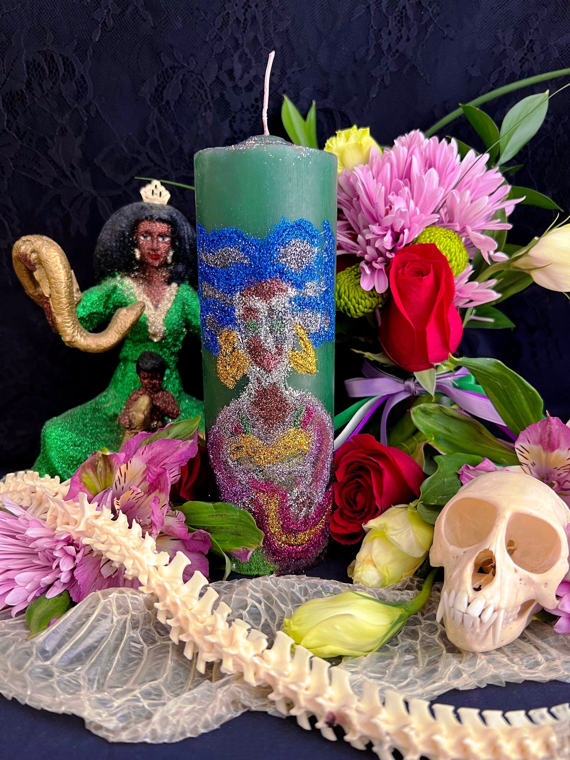 Filomena Lubana Hand-Carved Candle + Domination + Santa Marta la Dominadora + Marta la Culebra + Saint Martha the Dominator + Dominatrix