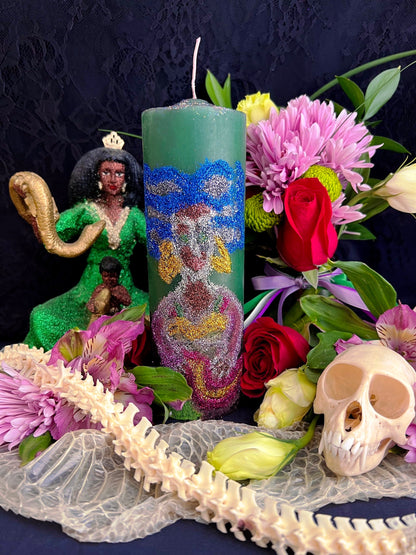 Filomena Lubana Hand-Carved Candle + Domination + Santa Marta la Dominadora + Marta la Culebra + Saint Martha the Dominator + Dominatrix
