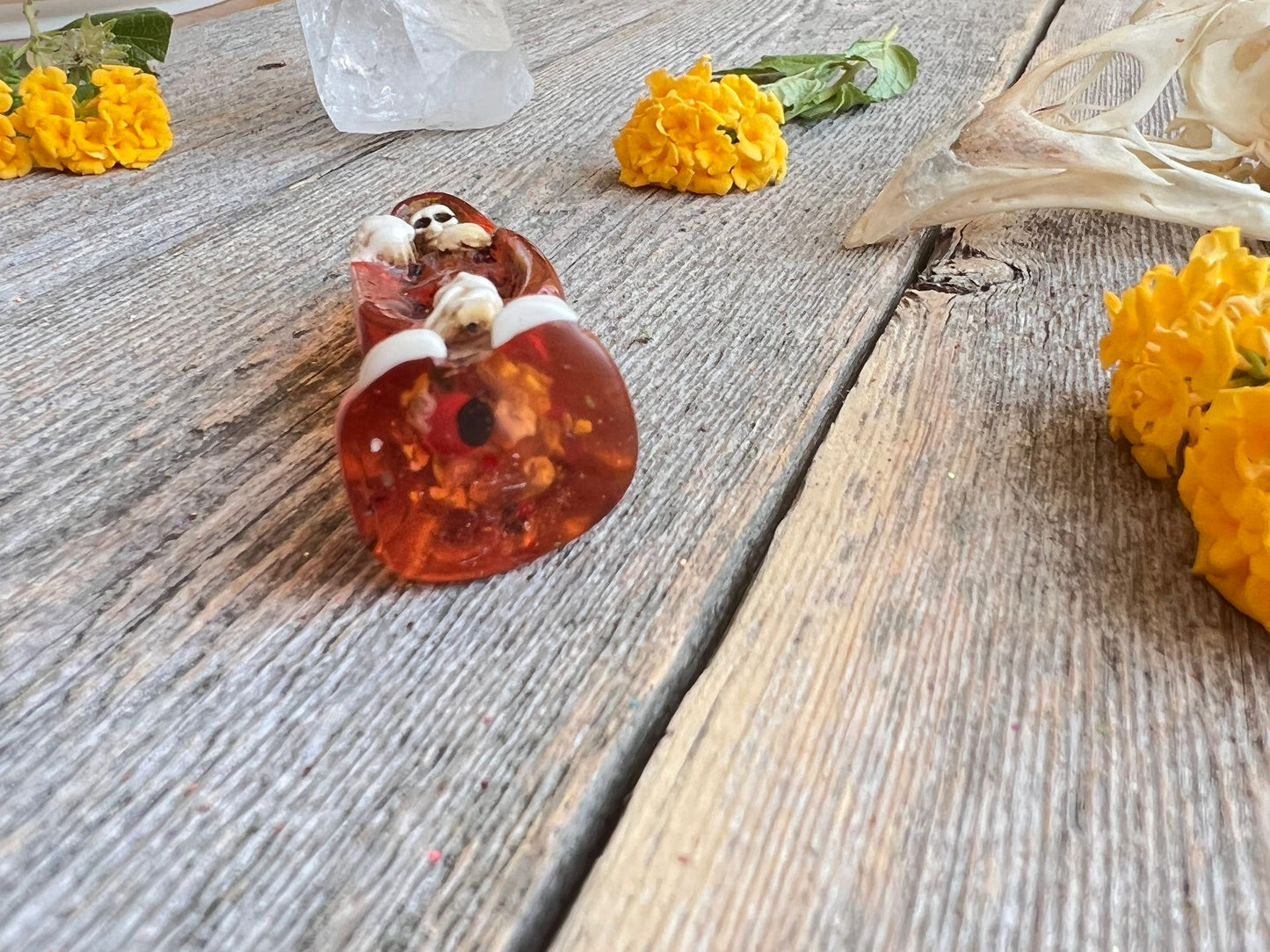 Santa Muerte Naranja Statue with Dress + Baptized + Fixed + Made in Mexico + Orange + Abre Camino + Transformation + Overcoming Addiction