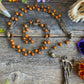 Santa Muerte Marron Rosary with Wood Beads & Santa Muerte Charm + Blessed + Sterling Silver Plated Chain + Handcrafted + Rosario