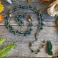 Santa Muerte Verde Rosary + Moss Agate + Green + Money + Legal Issues + Justice + Blessed + Sterling Silver Plated Chain + Handcrafted