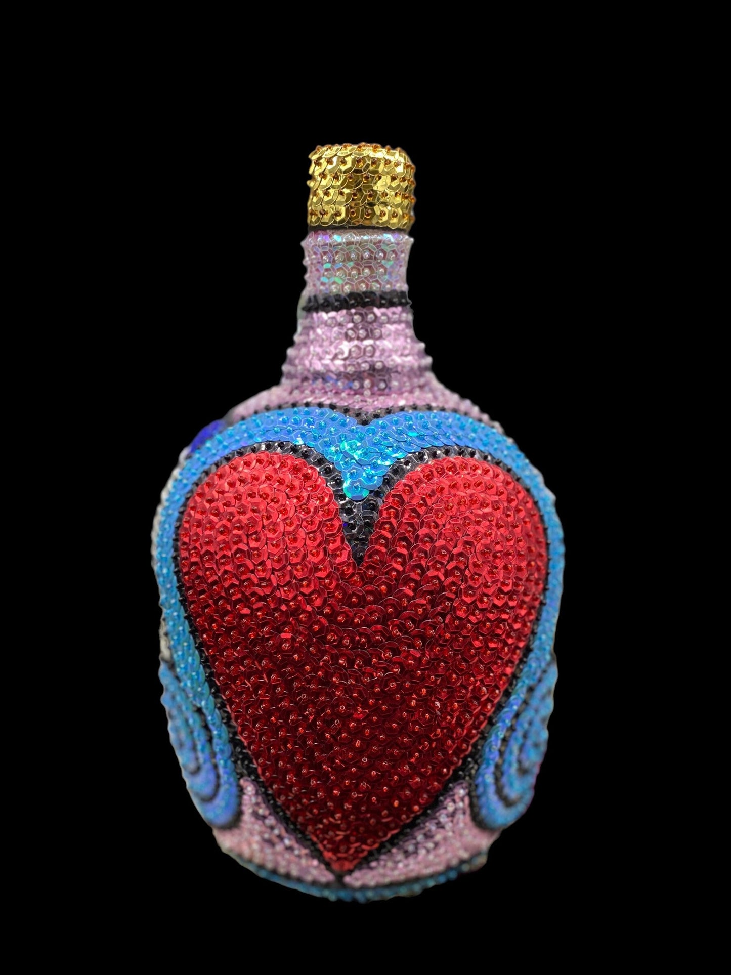 Ezili Freda + Erzulie Freda + Sequined Boutey / Bottle + Made in Haiti + Haitian Spiritual Art + One of a Kind