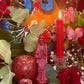 Santa Muerte Roja Figure Candle + Blessed + Love + Money + Justice