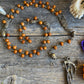 Santa Muerte Marron Rosary with Wood Beads & Santa Muerte Charm + Blessed + Sterling Silver Plated Chain + Handcrafted + Rosario