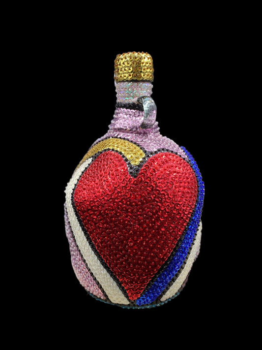 Ezili Freda + Erzulie Freda + Sequined Boutey / Bottle + Made in Haiti + Haitian Spiritual Art + One of a Kind