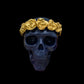 Skull Candle with Gold Roses + Hand Painted