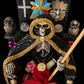 Santa Muerte Negra Seated Statue + Protection + Witchcraft + Necromancy + 24K Gold + Baptized + Fixed + Made in Mexico + Trono + Veneration