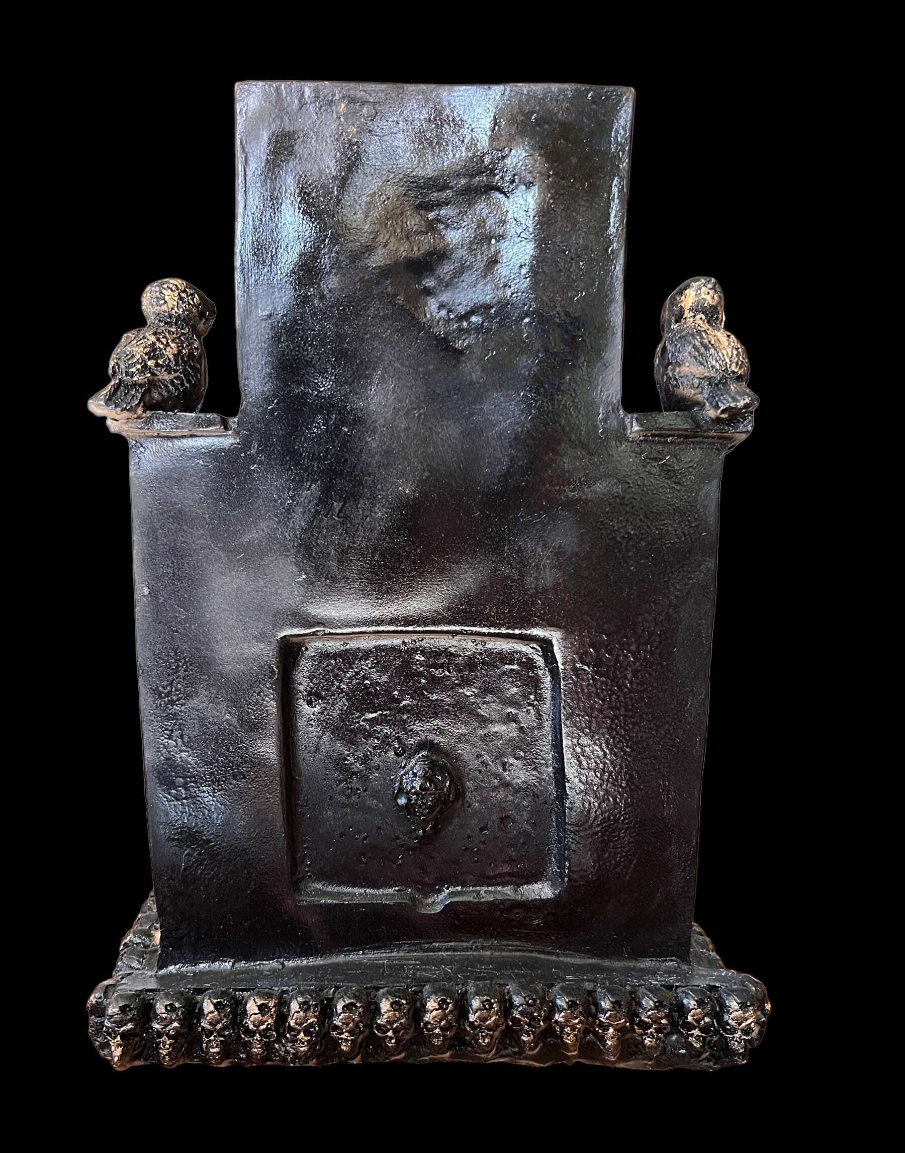 Santa Muerte Siete Colores Seated Statue + Protection + 24K Gold + Baptized + Fixed + Made in Mexico + Trono + Veneration