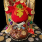 Santa Muerte Dorada Seated Statue + Prosperity + 24K Gold + Baptized + Fixed + Made in Mexico + Trono + Veneration