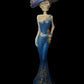 Vintage La Catrina (Santa Muerte) Azul Statue + 14” + 24K Gold + Made in Mexico