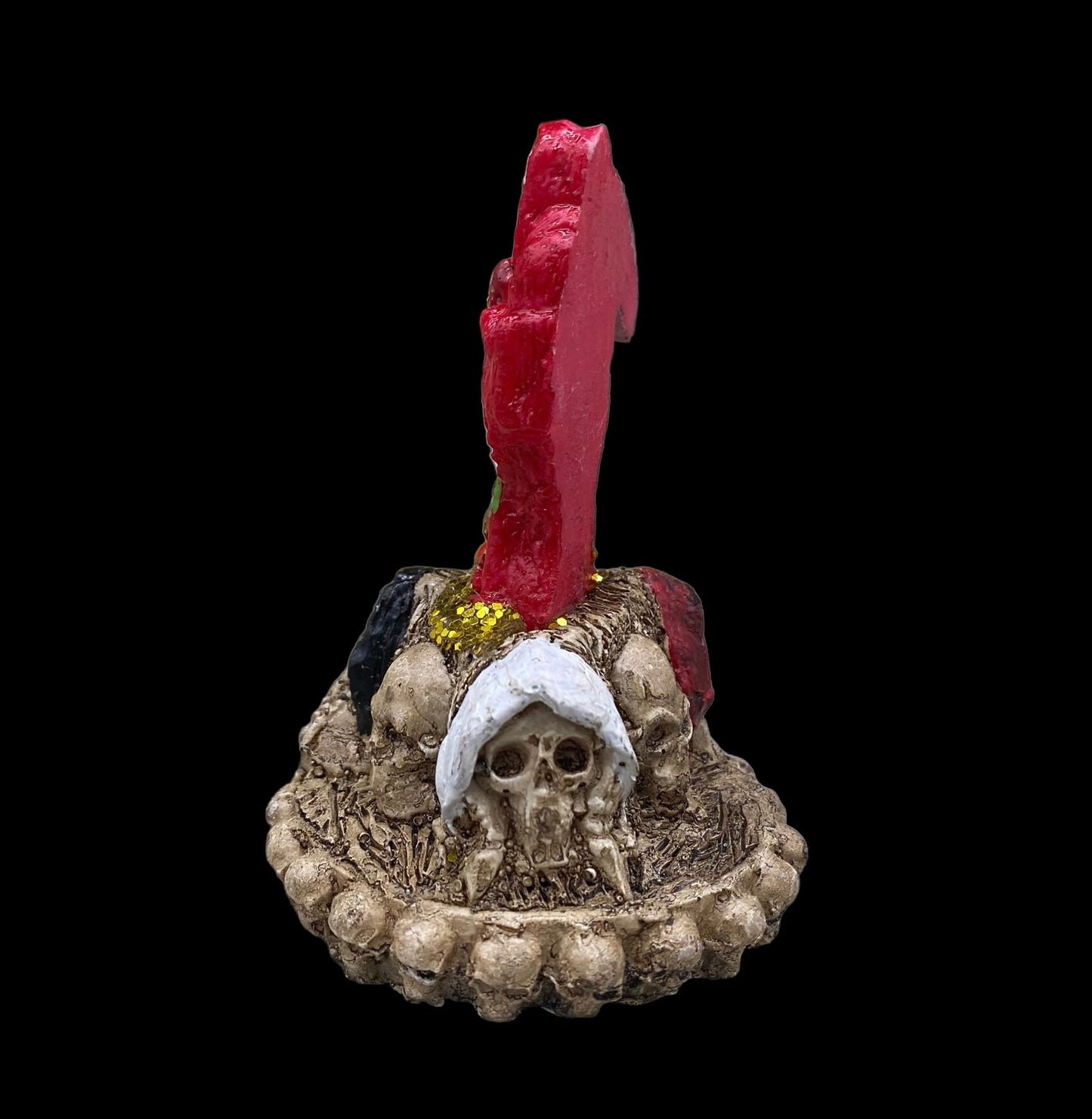 Santa Muerte Roja Statuette + Hear, Speak, See No Evil + Hide Love Spellwork + Baptized + Blessed + Fixed + Made in Mexico