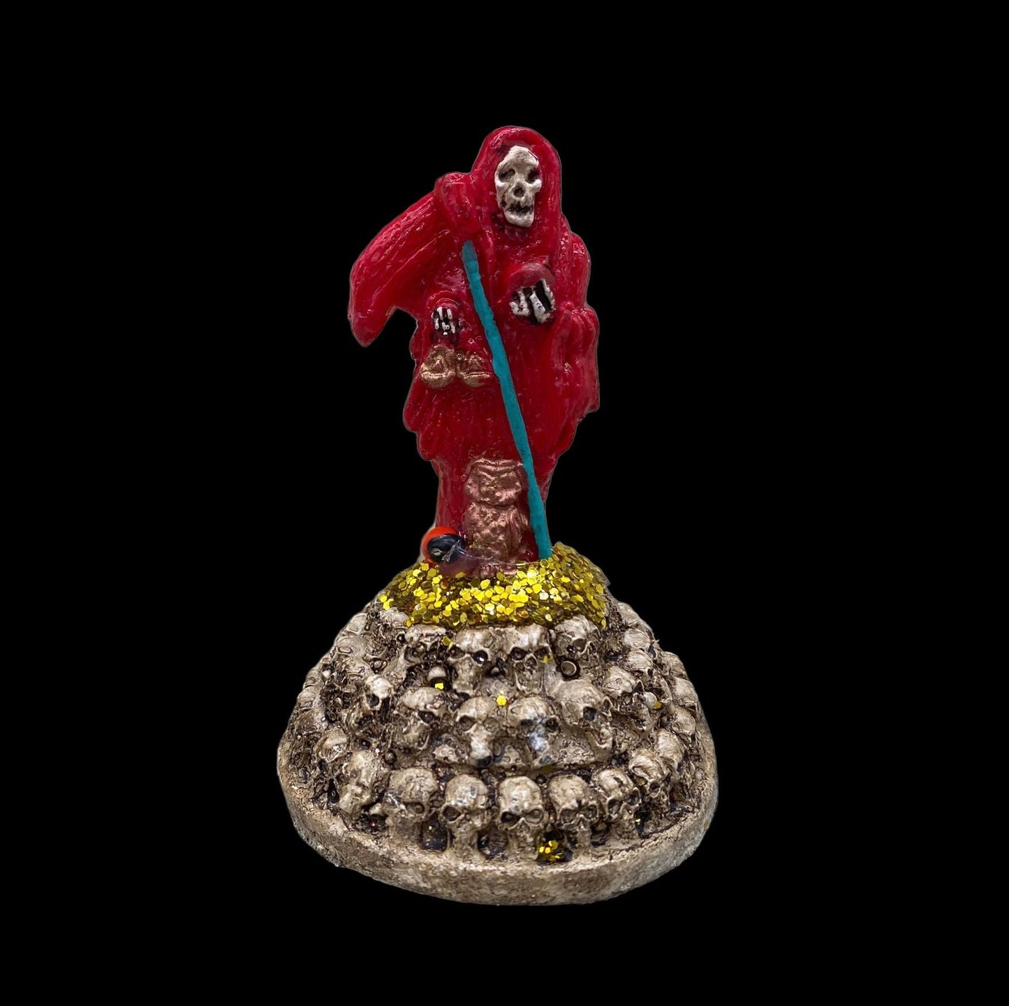 Santa Muerte Roja Statuette + Skulls + Baptized + Blessed + Fixed + Made in Mexico