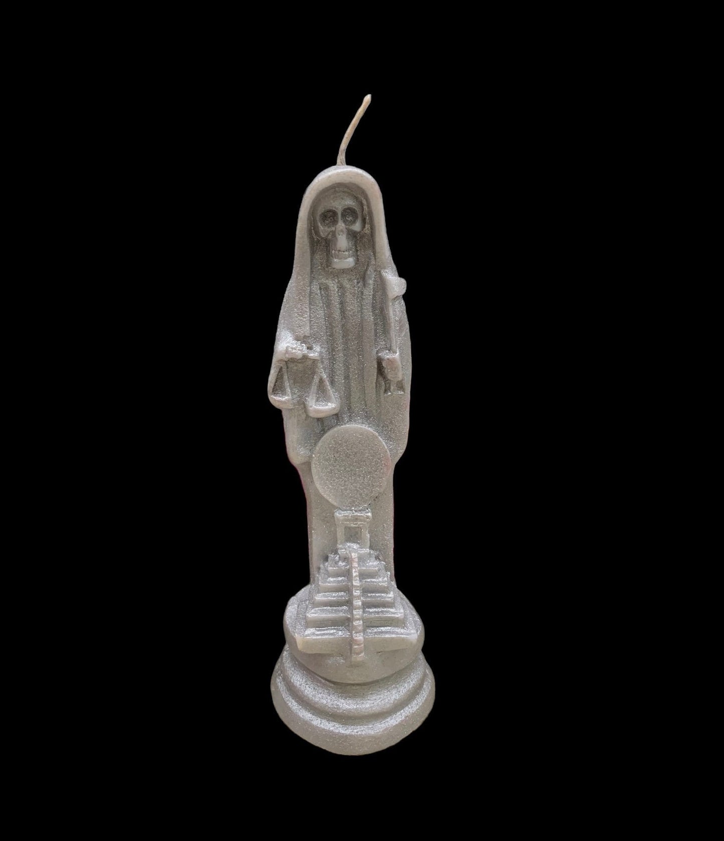 Santa Muerte Plata Figure Candle + Sterling Silver + Improve Finances + Gambling