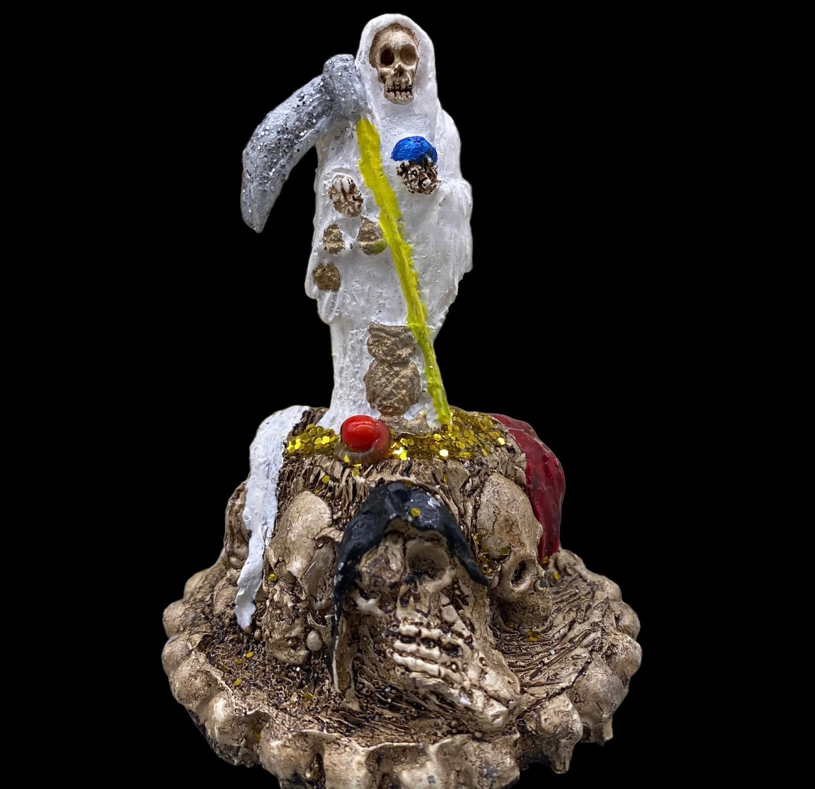 Santa Muerte Blanca Statuette + Hear, Speak, See No Evil + Baptized + Fixed + Made in Mexico