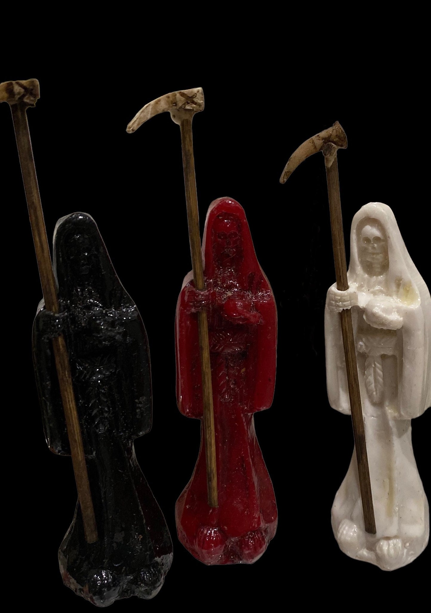 Santa Muerte Statue with Scythe + Baptized + Fixed + Made in Mexico