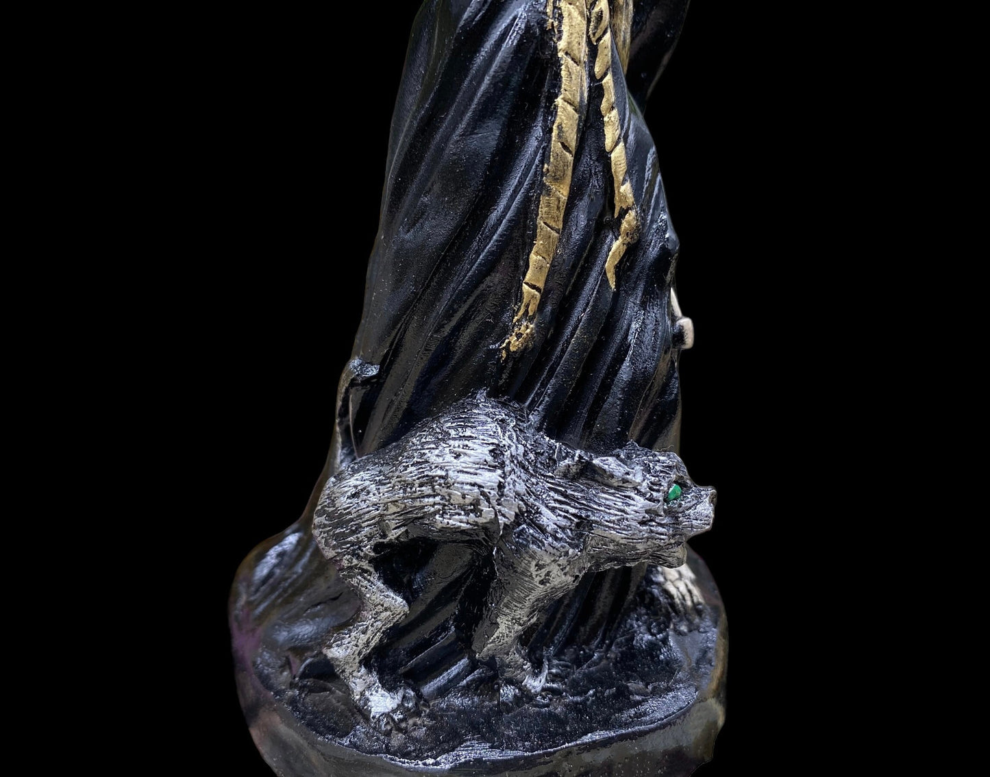 Last One! Santa Muerte Negra Chalice & Cat Statue + Sterling Silver + Baptized + Fixed + Made in Mexico + Necromancy + Gato Negro