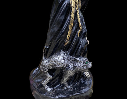 Last One! Santa Muerte Negra Chalice & Cat Statue + Sterling Silver + Baptized + Fixed + Made in Mexico + Necromancy + Gato Negro