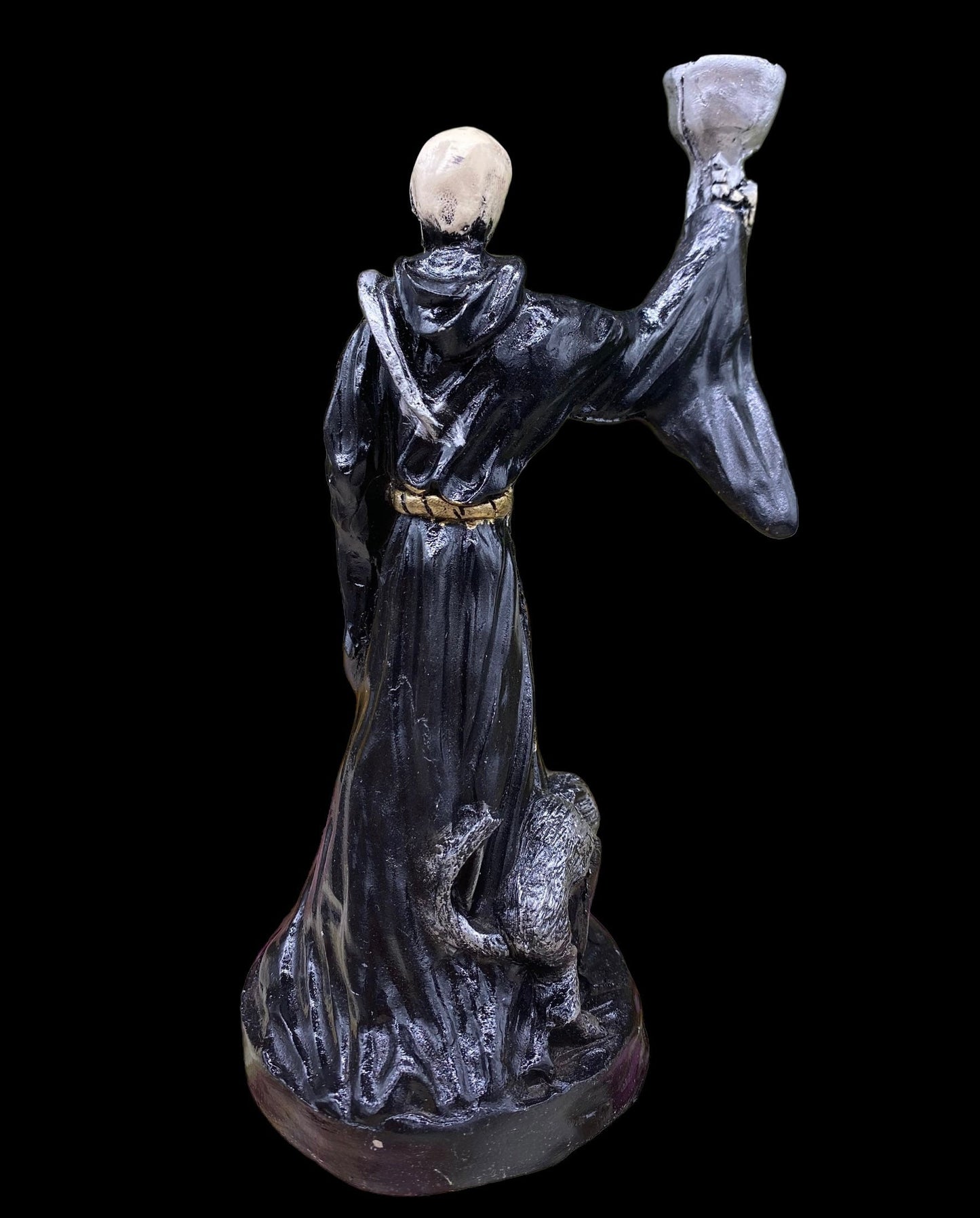 Last One! Santa Muerte Negra Chalice & Cat Statue + Sterling Silver + Baptized + Fixed + Made in Mexico + Necromancy + Gato Negro