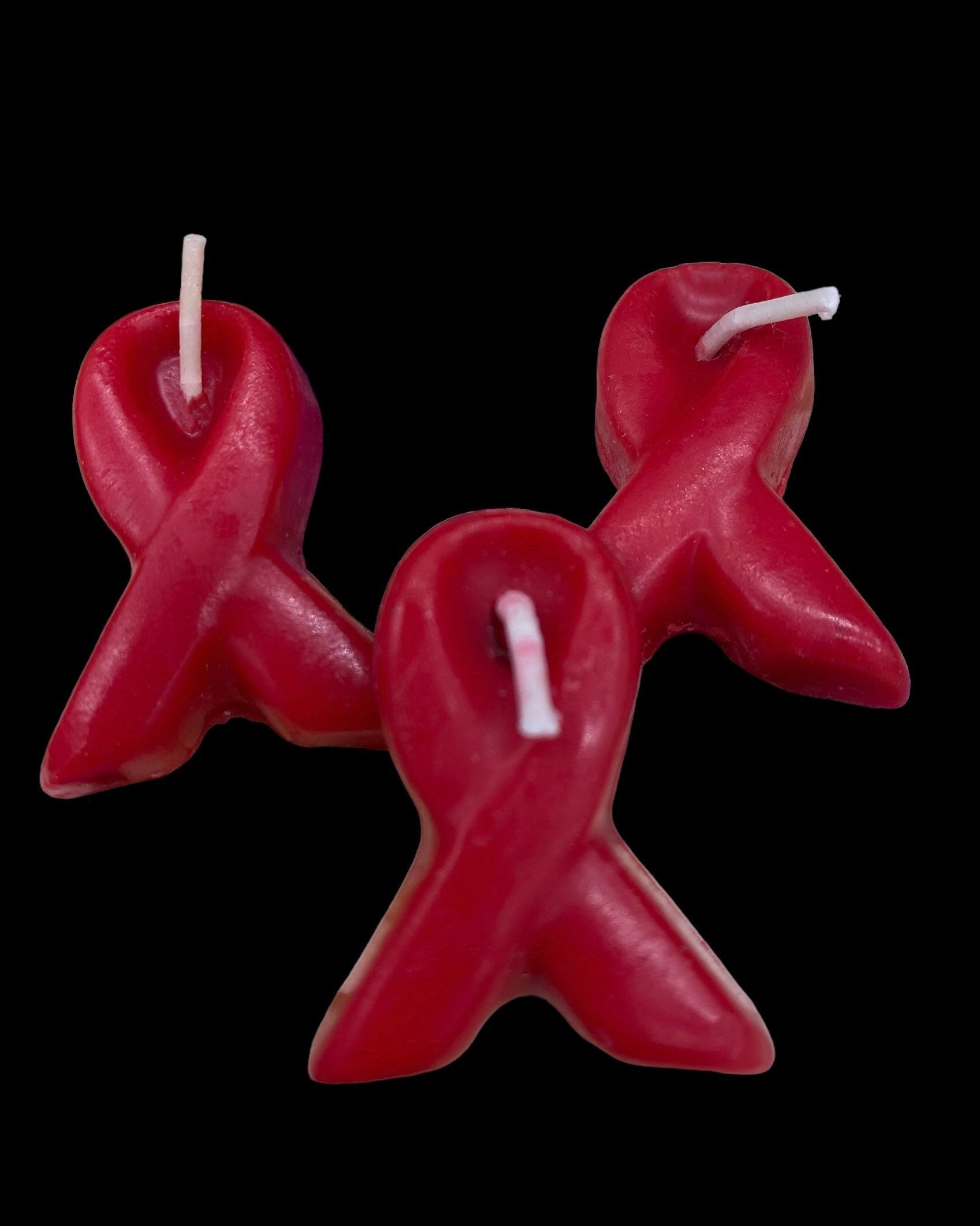 Four HIV/AIDS Awareness Red Ribbon Candles in Gift Box