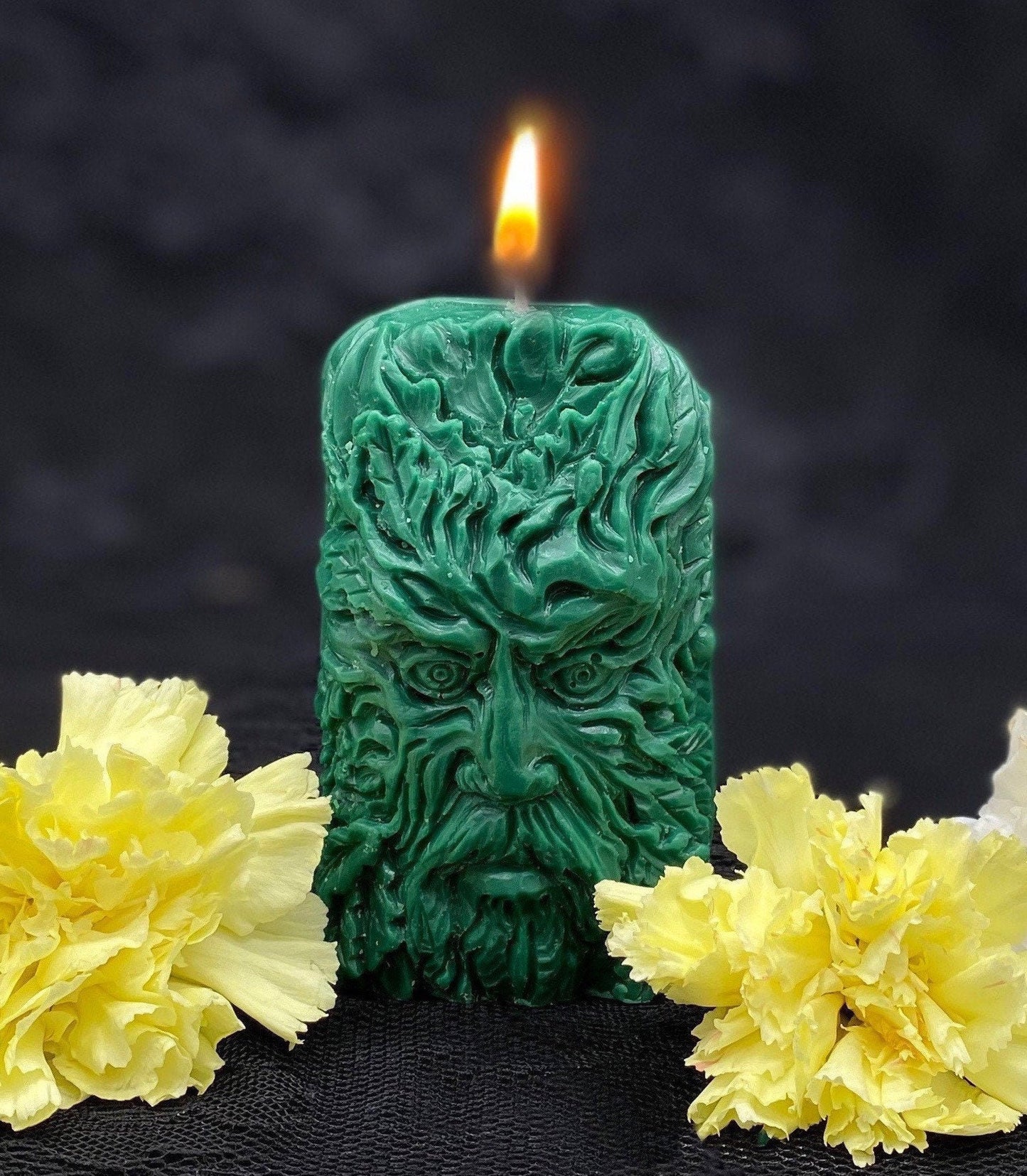 Forest Spirit Square Candle + Gran Bwa + Vodou + Witch + Green Man + Gran Bois + Hand Poured + Cernunnos